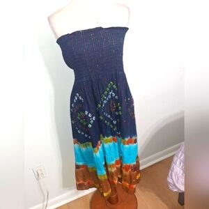 Bohemian Strapless Midi Dress- W Sz Large